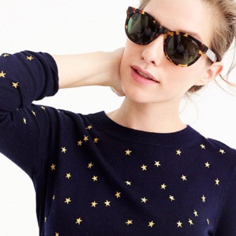 J Crew Tippi Sweater in Embroidered Stars